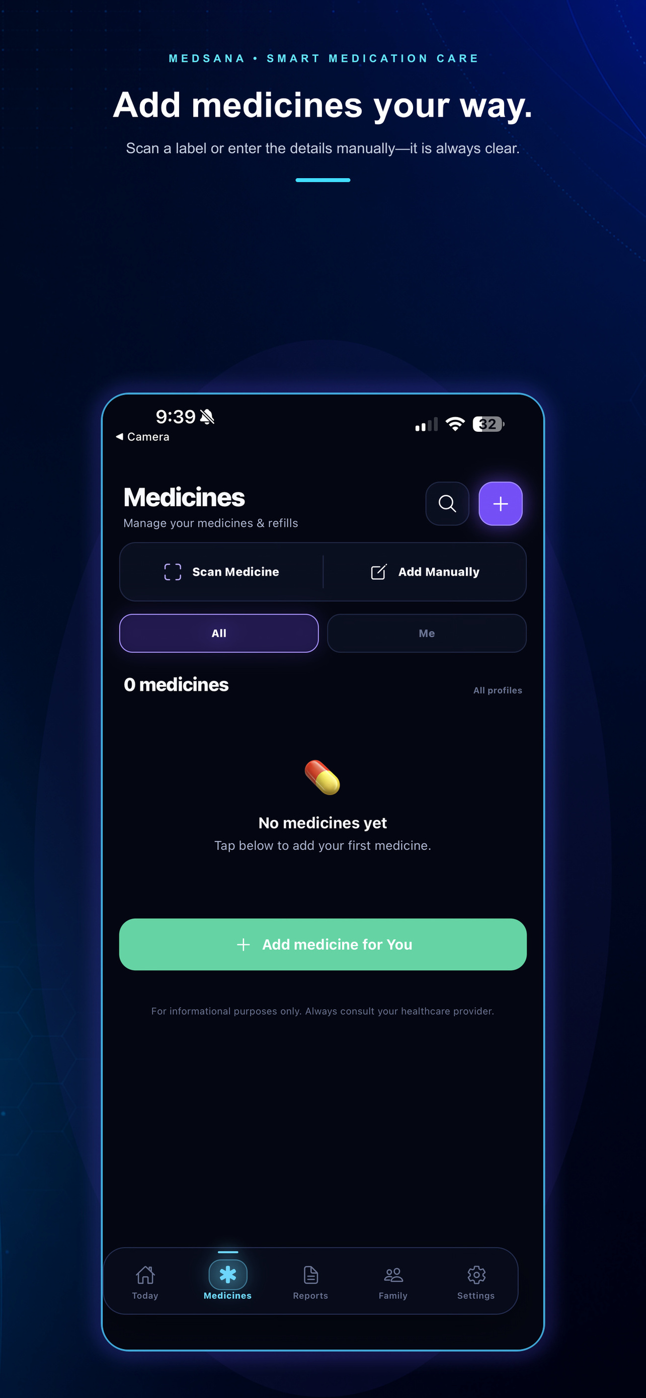 Medsana add medicines screen